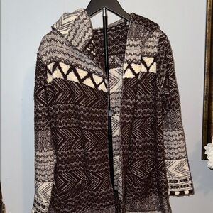 Brown and Cream Patterned Women's cardigan